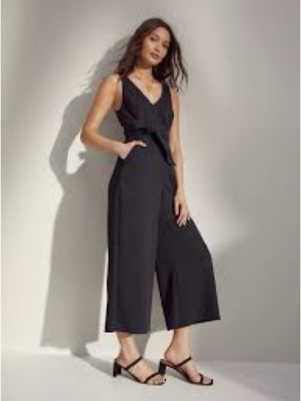 Wilfred Black V-Neck Wide-Leg Jumpsuit